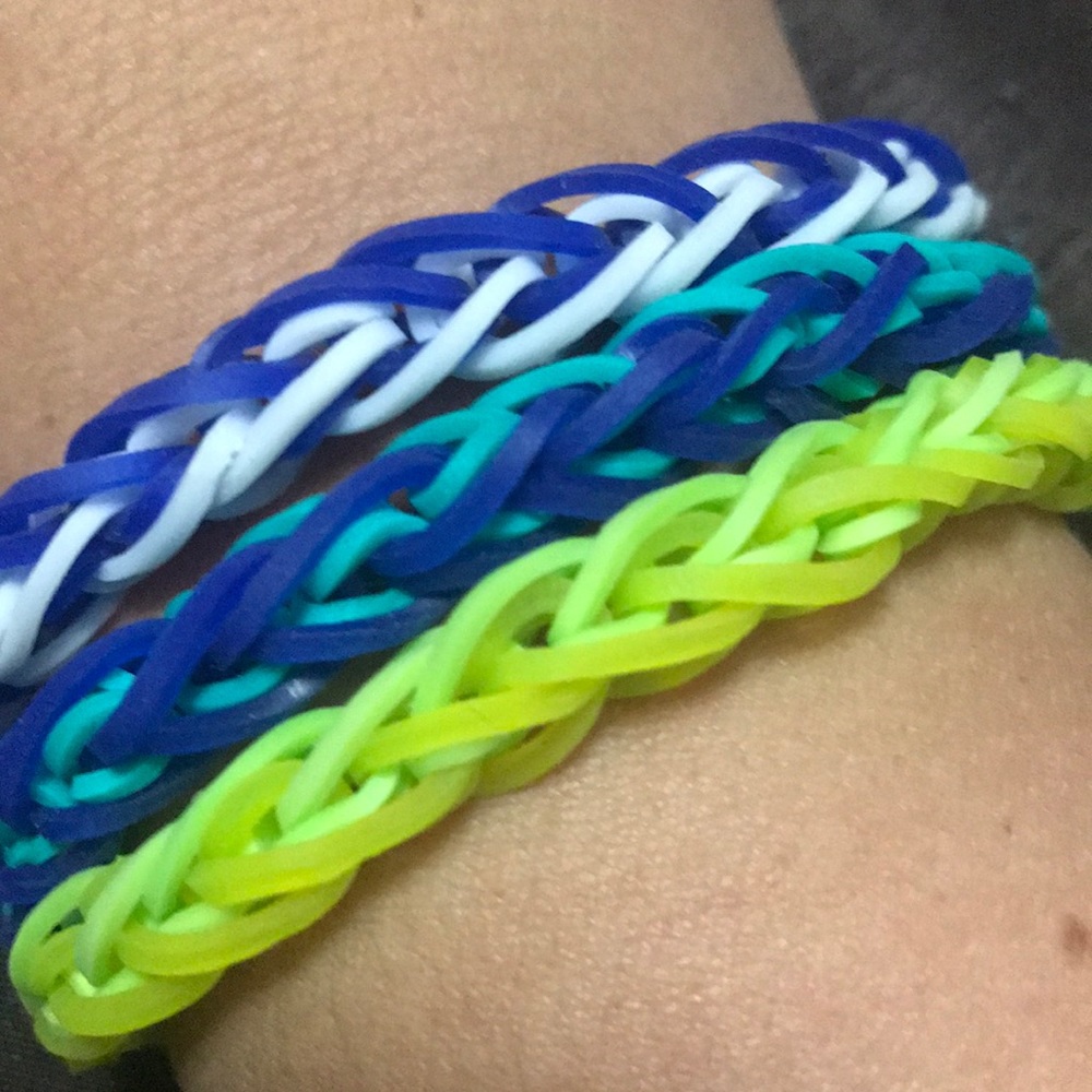 2 color French braid rainbow loom bracelet
